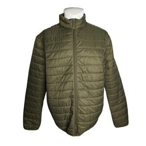 True Classic Men's Puffer Jacket XL Green Lightweight FullZip